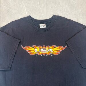 TSI Sportswear USA 1776 Flame‎ Graphic T-Shirt Mens XL Navy Blue Vintage Style